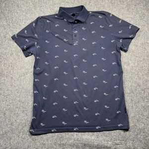 Molokai Surf Co Polo‎ Shirt Men's M Blue Graphic Glasses Short Sleeve Casual